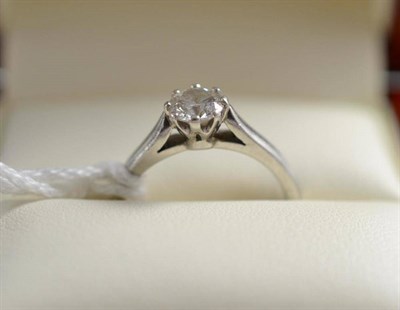 Lot 289 - A platinum diamond solitaire ring, the round brilliant cut diamond in an eight claw setting, to...