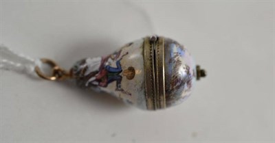 Lot 309 - Pear shaped enamel vinaigrette with pendant fitting