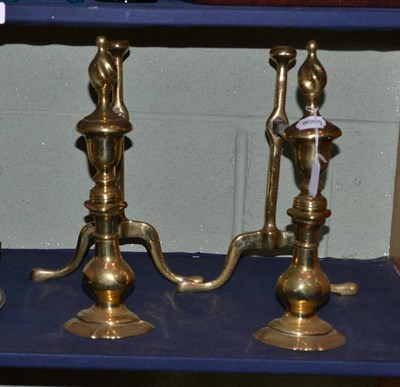 Lot 317 - Pair of small Georgian steel and brass fire dogs