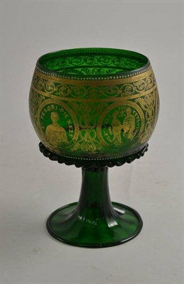 Lot 352 - An emerald green glass pedestal bowl in facon-de-venise Renaissance style, late 19th century,...