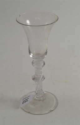 Lot 359 - An early 18th century wine glass with double knop spiral twist stem (a.f.)