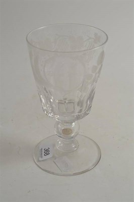 Lot 368 - An engraved glass with silver coin in the stem