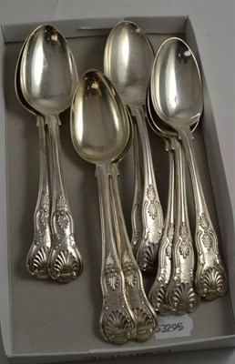 Lot 385 - Nine silver Kings pattern tablespoons