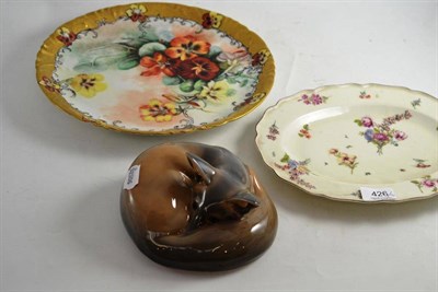 Lot 426 - A Haviland floral decorated plate, a Continental oval plate and a Copenhagen fox