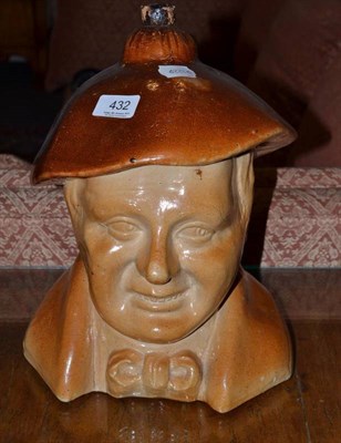 Lot 432 - Large stoneware decanter in the form of a man's head