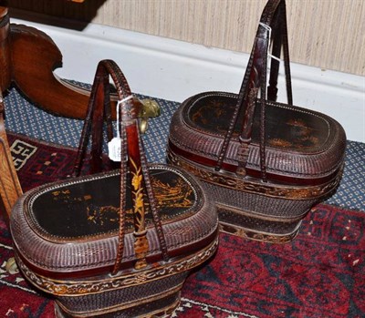 Lot 436 - Pair of early 20th century decorative baskets with Japanned decoration