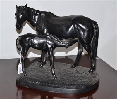 Lot 439 - A Russian iron cast model of a ";Mare and Foal"; with foundry mark ";CCC"; and dated 1969