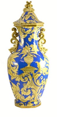 Lot 441 - English blue ground vase and cover