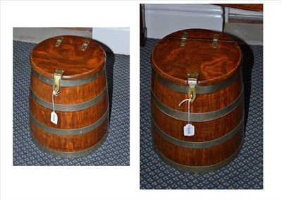 Lot 442 - Pair of staved oak ship storage boxes