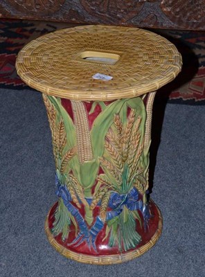 Lot 452 - A Victorian majolica garden seat, attributed to Adams and Bromley (damaged)