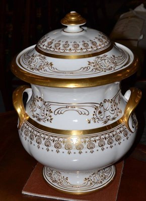 Lot 453 - A Davenport gold and white porcelain urn and cover