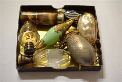 Lot 471 - A collection of seven assorted late Victorian and later scent bottles, including those with...