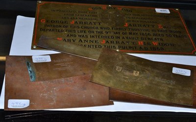 Lot 486 - Sheffield interest, six brass plaques