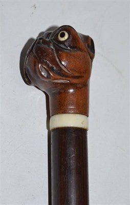 Lot 495 - Walking stick modelled as a dog's head