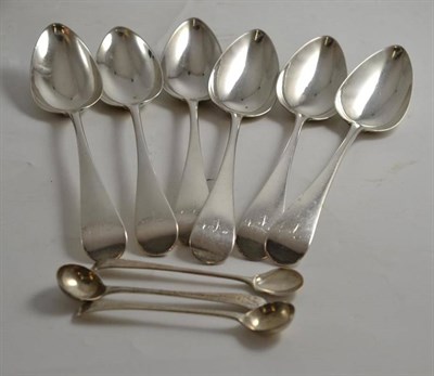 Lot 509 - A pair of George III silver bright cut salt spoons, Thomas Northcote(?), London 1790, engraved with