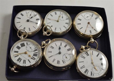 Lot 511 - Six silver open faced pocket watches