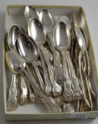 Lot 514 - Silver Kings pattern table spoons engraved with a family crest