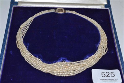 Lot 525 - Seed pearl choker with clasp, in Glasgow case