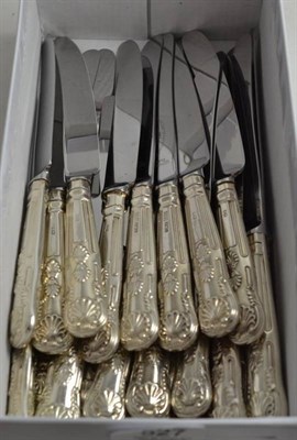 Lot 527 - Silver handled Kings pattern knives