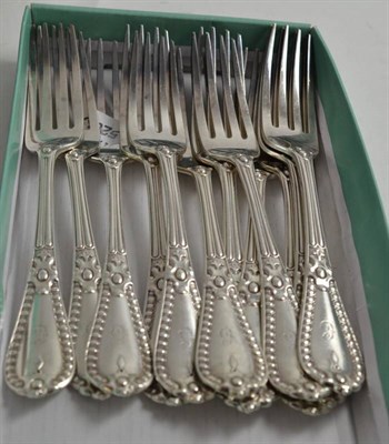 Lot 533 - Twelve silver table forks engraved with the initial c?