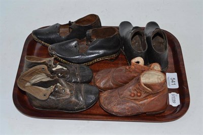 Lot 541 - Two pairs of children's leather boots and two pairs of children's clogs