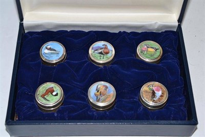 Lot 554 - Set of Peter Scott silver and enamel pill boxes