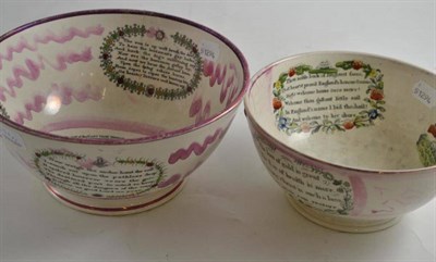 Lot 571 - A Sunderland lustre bowl decorated with a view of the bridge over the River Wear impressed...