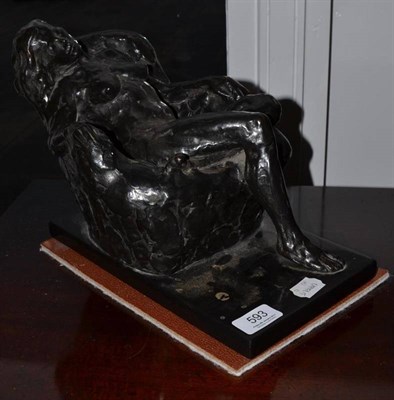 Lot 593 - James Mathieson (1931-2003): Nude female in a chair, bronze, impressed MATHIESON, numbered 1:8,...