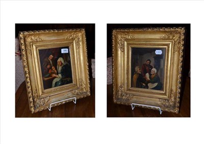 Lot 598 - Pair oil paintings figurative subjects, German 19th century copies of 17th century subjects