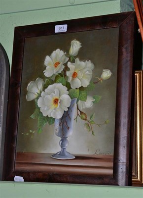 Lot 611 - Thompson, oil on board, Cootamundra landscape and Liscard oil on panel still life with flowers (2)