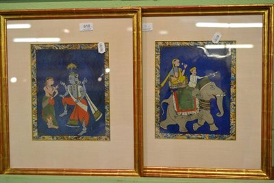 Lot 618 - Pair of Indian glass pictures