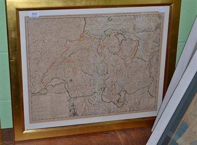 Lot 629 - An 18th century map of Switzerland, 'Les Suisses Leurs Alliez' by Tillerman, hand-coloured, mounted