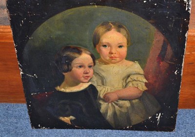 Lot 634 - An early 19th century oil on panel, portrait of two young girls