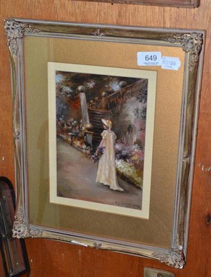 Lot 649 - J Simms, oil of a lady in a garden, signed and dated 1890