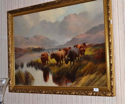 Lot 651 - A pair of oils by H R Hall of Highland cattle