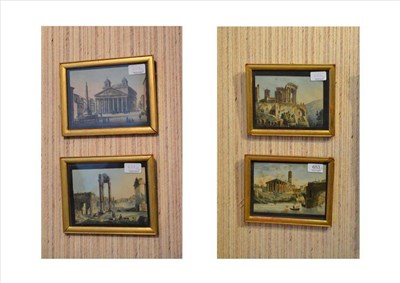 Lot 653 - A set of four pen, ink and watercolours 'Continental Scenes'