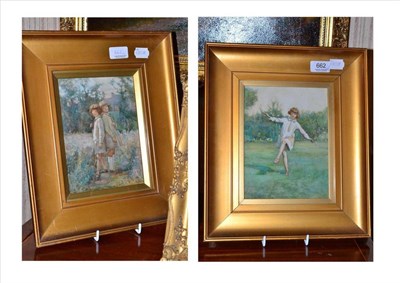 Lot 662 - Theresa Copnall (a pair), small girls dancing, monogrammed