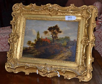 Lot 663 - Patrick Nasmyth (1787-1831) ";Landscape with Figures";, signed, inscribed on an exhibition...