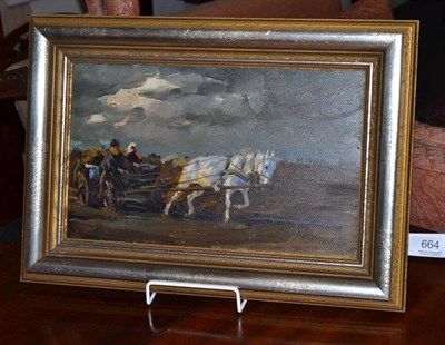 Lot 664 - Oil painting signed 'Viski' horse and cart