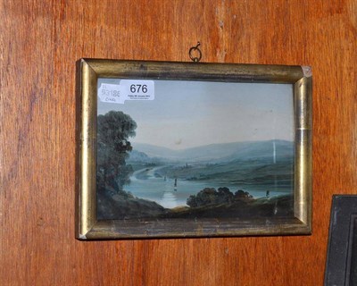 Lot 676 - An early 19th century topographical oil of a 'View of the Tyne from Gateshead' by A Ewbank