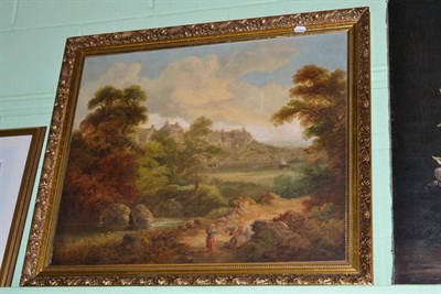 Lot 679 - Circle of William Linton, river landscape with a figure and a pony, oil on canvas