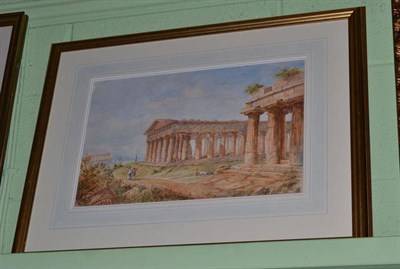 Lot 680 - Attributed to William Page, temples at Paestum with figures