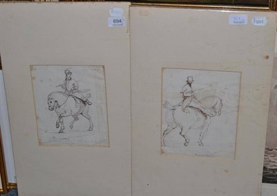 Lot 694 - Two pencil and ink drawings