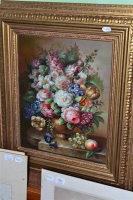 Lot 697 - Pair of modern framed oils still life of flowers, signed L Aldridge