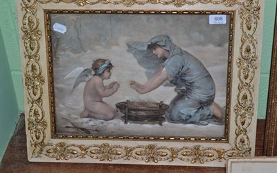 Lot 698 - Pair of framed colour prints with gilt gesso frames