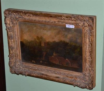 Lot 707 - English School, early 19th century, South Cane Castle with cattle grazing nearby, oil on canvas