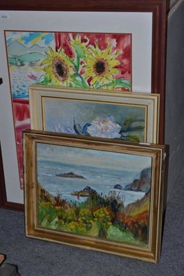 Lot 709 - Three framed oils by Rene Temple and a watercolour still life