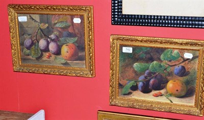 Lot 742 - Pair of watercolours by Charles N Slater, still life of fruit