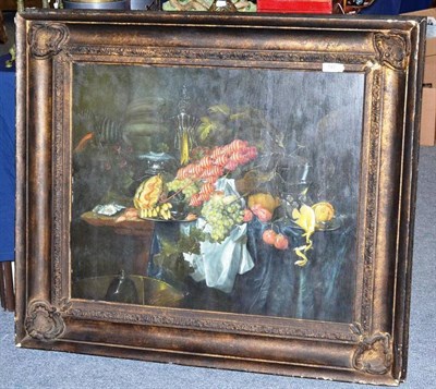 Lot 743 - A large oil on board, by Carl Steenhowers 1991, probably after Jan Davidz de Heem the 17th...