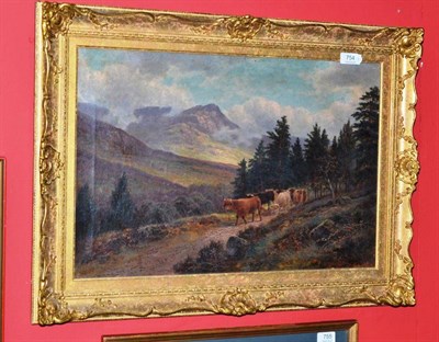 Lot 754 - Albert Dunnington oil painting, cattle in a landscape